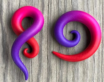 Summer Berry Twist Gauges - Fake, 2g, 0g, 00g, 7/16", 1/2", 9/16", 5/8" - Handmade From Polymer Clay