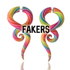 Fake Gauge Rainbow Earrings Handmade From Polymer Clay - Faux Gauges - Fakers