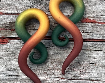 Fall Colors - Autumn Gauges Handmade From Polymer Clay - Fake, 2g, 0g, 00g, 7/16", 1/2", 9/16", 5/8", 11/16",  3/4" - Hanger Plugs
