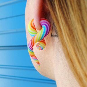 Mini Tropical Ear Candy Rainbow Earrings For Stretched Lobes - Fake, 4g, 2g, 0g, 00g, 7/16", 1/2" - Gauges - Gauged Earrings