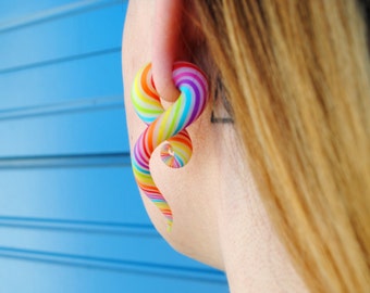 Mini Tropical Ear Candy Rainbow Earrings For Stretched Lobes - Fake, 4g, 2g, 0g, 00g, 7/16", 1/2" - Gauges - Gauged Earrings