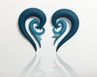 Double Foxtail Hanger Earrings For Stretched Lobes - Fake, 2g, 0g, 00g, 7/16", 1/2", 9/16", 5/8" Gauges - Gauged