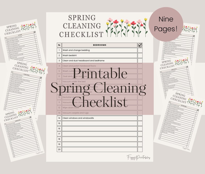 Printable Spring Cleaning Checklist Digital Download Goodnotes Reusable