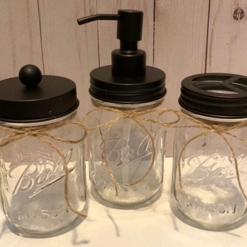 Bathroom Accessory Lid Set / Mason Jar Soap Dispenser Lid / Etsy