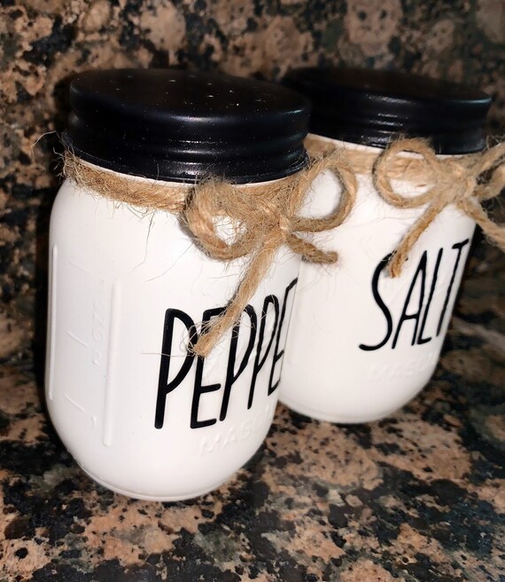 Salt & Pepper Shakers Dining Table Hand Painted Farmhouse Kitchen Salt