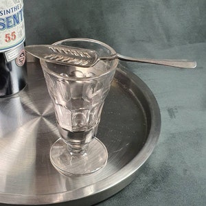 ABSINTHE | Old absinthe glass with its sugar spoon | Vintage French bistro Made in France 1950