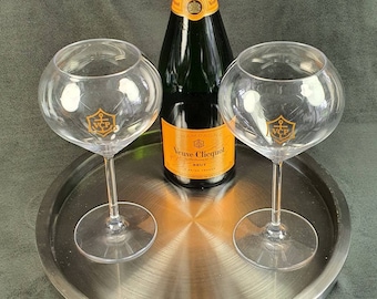 VEUVE CLICQUOT - 2 large plastic flutes for pool or outdoor picnic Veuve Clicquot Reims France Made in France