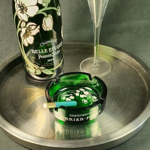 PERRIER-JOUET | Cendrier Publicitaire en verre rond du Champagne Perrier-Jouet   | Publicité Champagne vintage France 1990