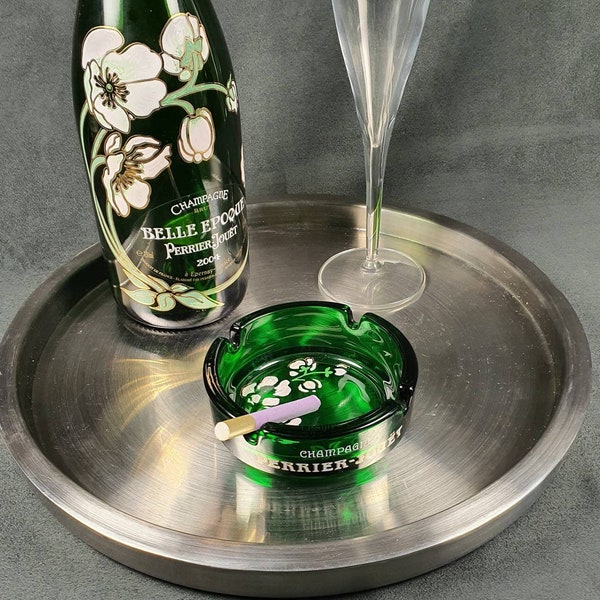 PERRIER-JOUET | Advertising ashtray in round glass of Champagne Perrier-Jouet | Vintage Champagne advertising France 1990