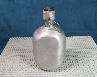 ROC 0.75 L | Petite gourde  aluminium ROC France avec bouchon mécanique noir | contenance 0.75 Litre | Made in France 1960