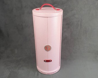 GOSSET | GOSSET cylindrical champagne bottle carrying case in pink leather with silk handle | Champagne Made in France