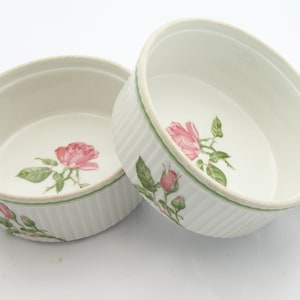 2 Porcelaine de Paris ramekins à la rose decor large china ramekins  Made in France