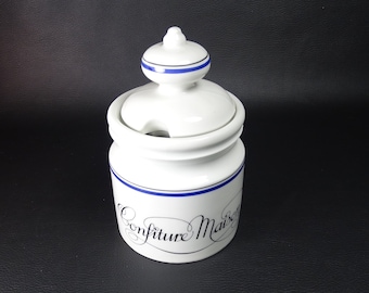 AUTEUIL | Jam jar Porcelain d'Auteuil Bistrot pattern decor Lobjoy creation  | French Tableware Vintage Made in France 1970