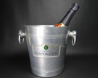 Seau à glace Piper Heidsieck vintage. Seau à champagne chromé - France