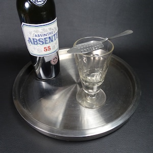 ABSINTHE | Old absinthe glass with its sugar spoon | Vintage French bistro Made in France 1950