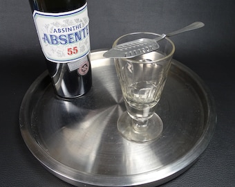 ABSINTHE | Old absinthe glass with its sugar spoon | Vintage French bistro Made in France 1950