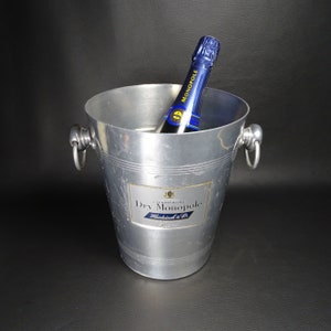 HEIDSIECK&Co | Grote HEIDSIECK Dry Monopole champagnekoeler in verchroomd aluminium met 2 ringgrepen | REIMS Gemaakt in Frankrijk 1980