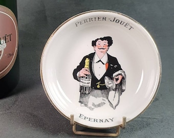 PERRIER-JOUET | Perrier-Jouet tip saucer or ashtray in white earthenware Moulins des Loups | Advertising Champagne Epernay France