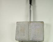 Waffle iron and toaster maker grilled sandwich maker reversible Vintage cast aluminum Made in France 1960