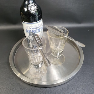 ABSINTHE BERGER | 2 metal absinthe spoons from the BERGER Absinthe Brand | Vintage French Barware Made in France 1980