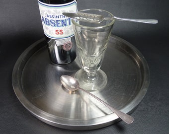 ABSINTHE | Old absinthe glass with sugar spoon and long absinthe spoon | Vintage French bistro Made in France 1950