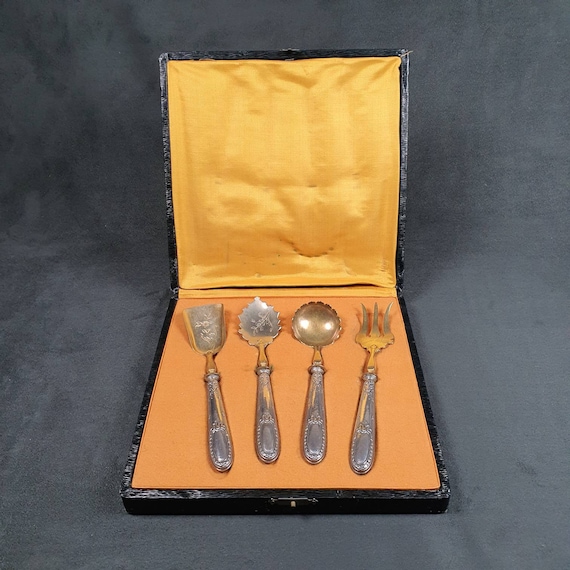 ANCIEN SERVICE À bonbon en Argent Massif Poinçon Minerve 1er titre
