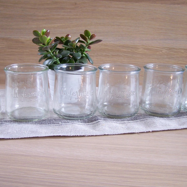 LA FERMIERE | Lot de 6 Pots de Yaourt "La Fermière"   | verre transparent |