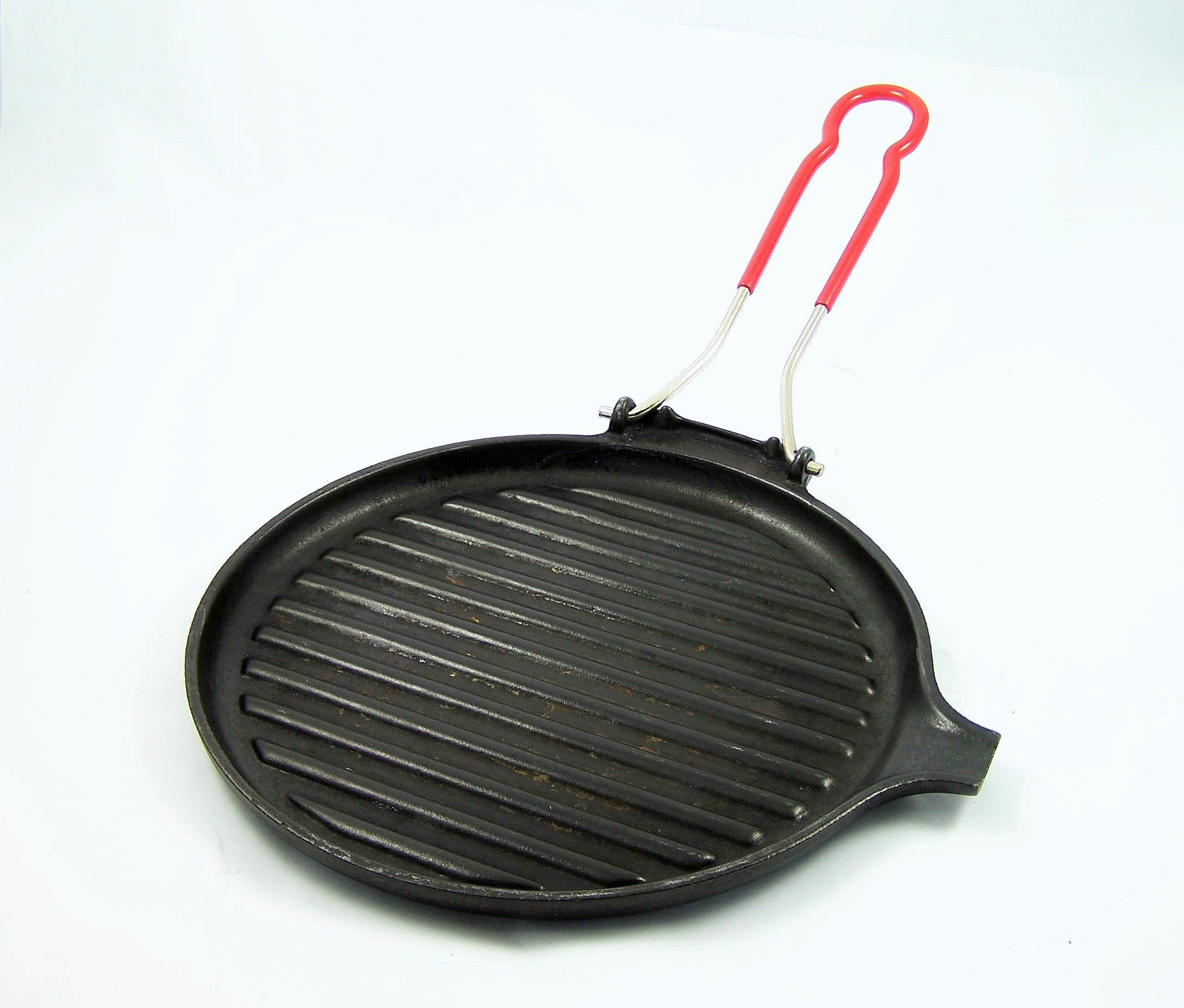 Le Creuset 24 cm Cast Iron Rectangular Grill with Folding Handle Satin Black 