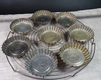 ANCEL | Set of 8 steel tartlet molds from the ANCEL brand | 10cm | French Pastry | France Vintage 1950