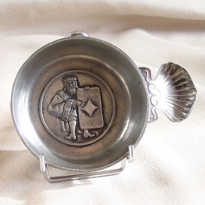 Pewter wine tasting tasting cup  wine taster king of diamonds "les étains du Manoir" vintage Made in France