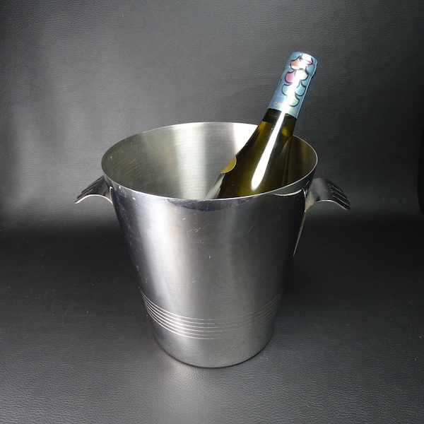 LETANG REMY | Seau à glace-rafraichisseur pour bouteille de champagne ou de vin en inox avec poignées par Letang Remy | Made in France 1970