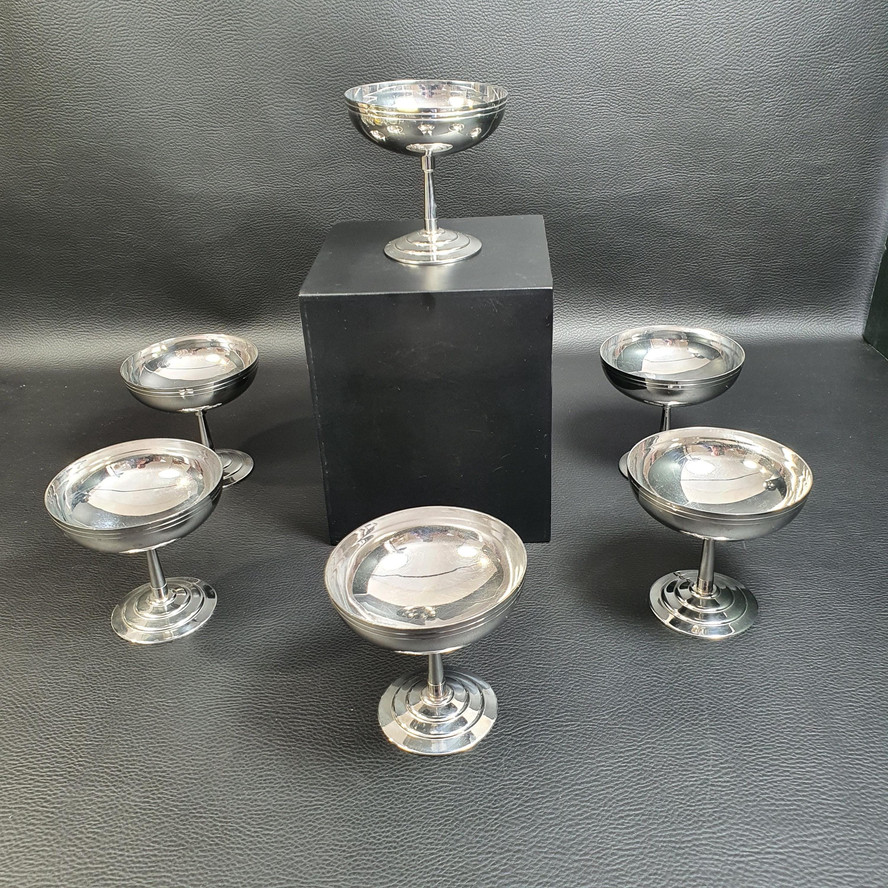 Lot De 6 Coupes à Glace Letang Remy - Inox 18/10 Vintage, Made In France