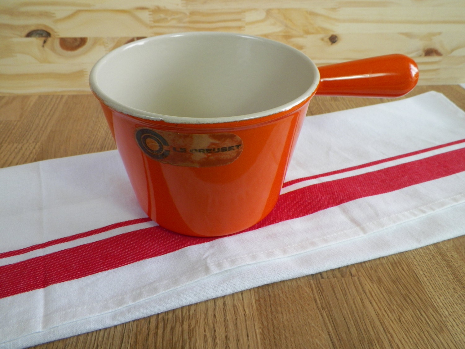 Caquelon Le Creuset en Fonte Émaillée Orange avec 1 Poignée | Made in France Vintage 1960