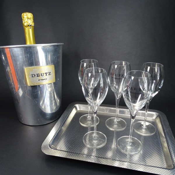 DEUTZ |  5 flutes Opale en verre cristallin pour le Champagne DEUTZ | 16 cl | Fabrication LEHMANN Reims made in France 2000