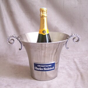 CHARLES HEIDSIECK | Champagne bucket Charles Heidsieck 2 handles  stainless steel  | Barware vintage 1980 France