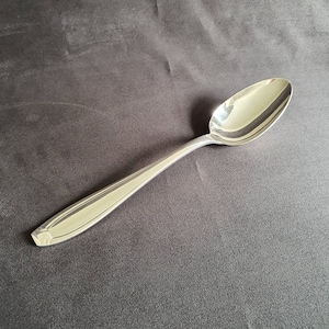 APOLLO | Large serving spoon in silver metal Art Deco decor | Tableware Made in France 1950
