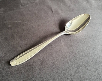 APOLLO | Large serving spoon in silver metal Art Deco decor | Tableware Made in France 1950