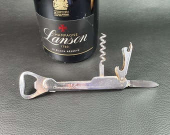 LANSON | Sommelier corkscrew Champagne advertising LANSON | In stainless steel with 4 Functions | Article Bar vintage France 1980