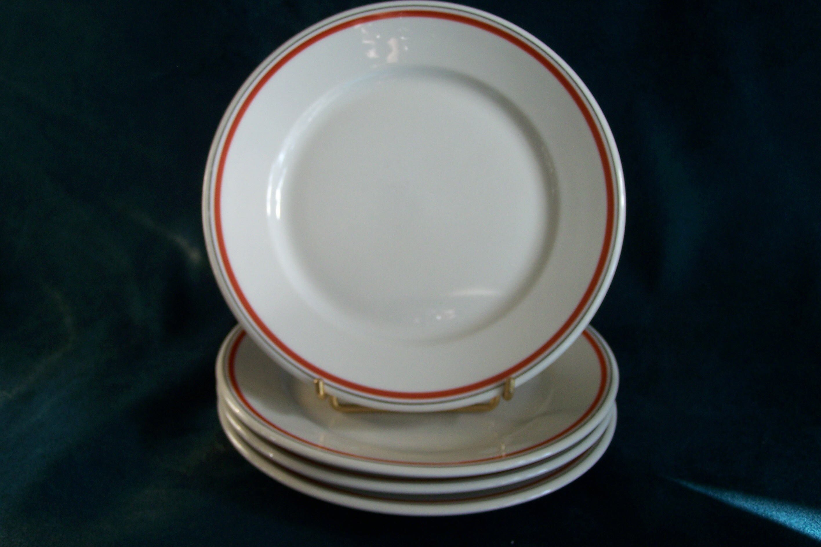 4 Assiettes à Dessert Porcelaine d'auteuil Service Bistrot Design Jacques Lobjoy | Vintage Made in F