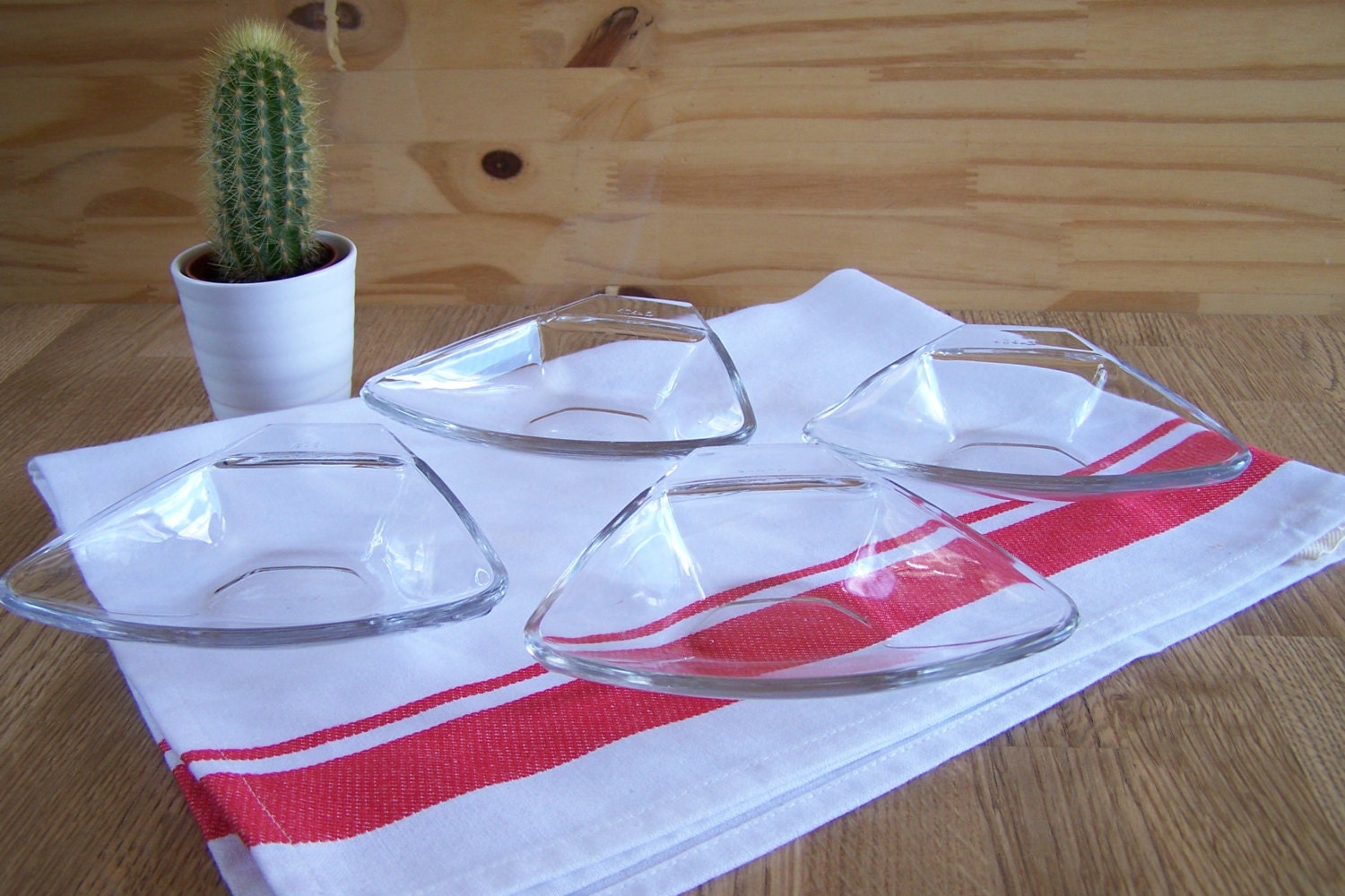 Pyrex 4 Plats Pour Coquilles St Jacques en Verre Pyrex Coupelles à Hors d'oeuvre Vintage Made in Fra