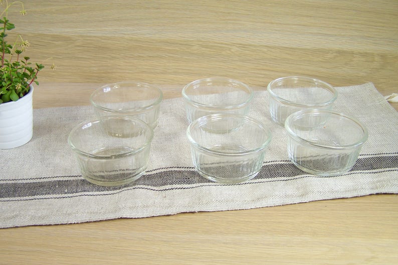 Set of 6 clear glass ramekins DURALEX Made in France Etsy