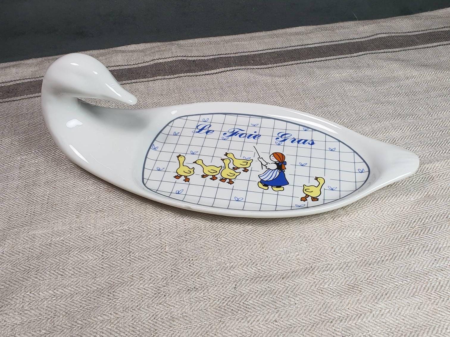 Plat à Foie Gras En Porcelaine Apilco – Forme Canard – Fabriqué En France