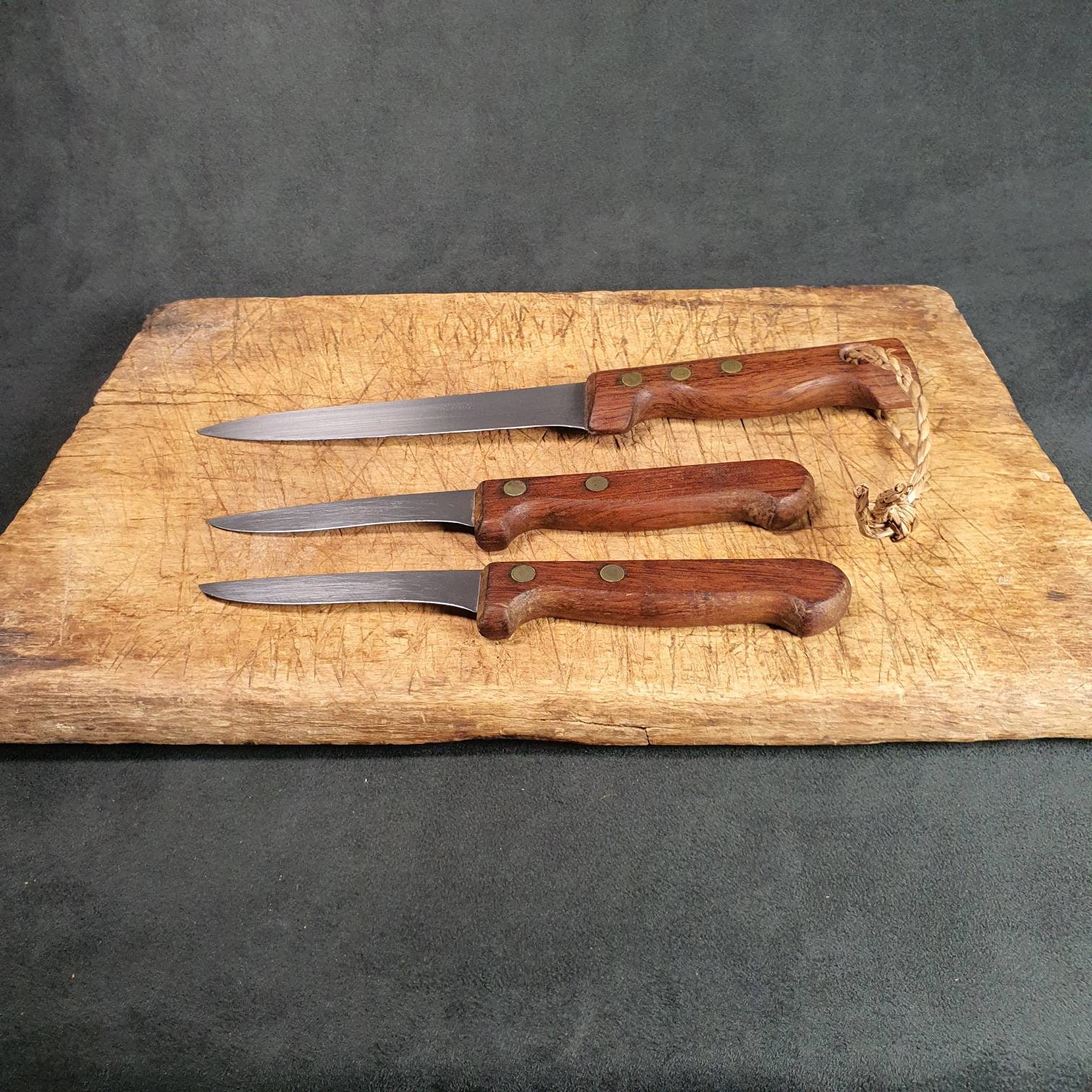 1970s Large Wood and Metal Fish Cutting Board and Server