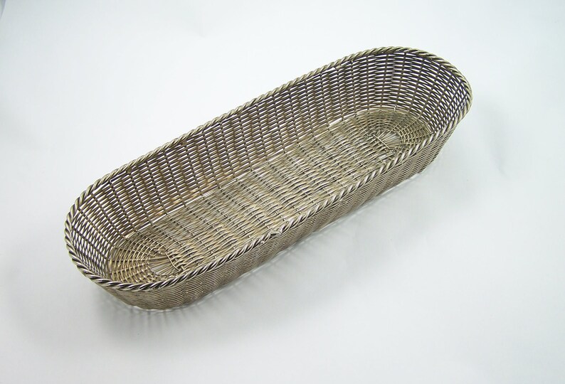 Silver Woven Wire Bread Basket Silver Long Basket for French Etsy