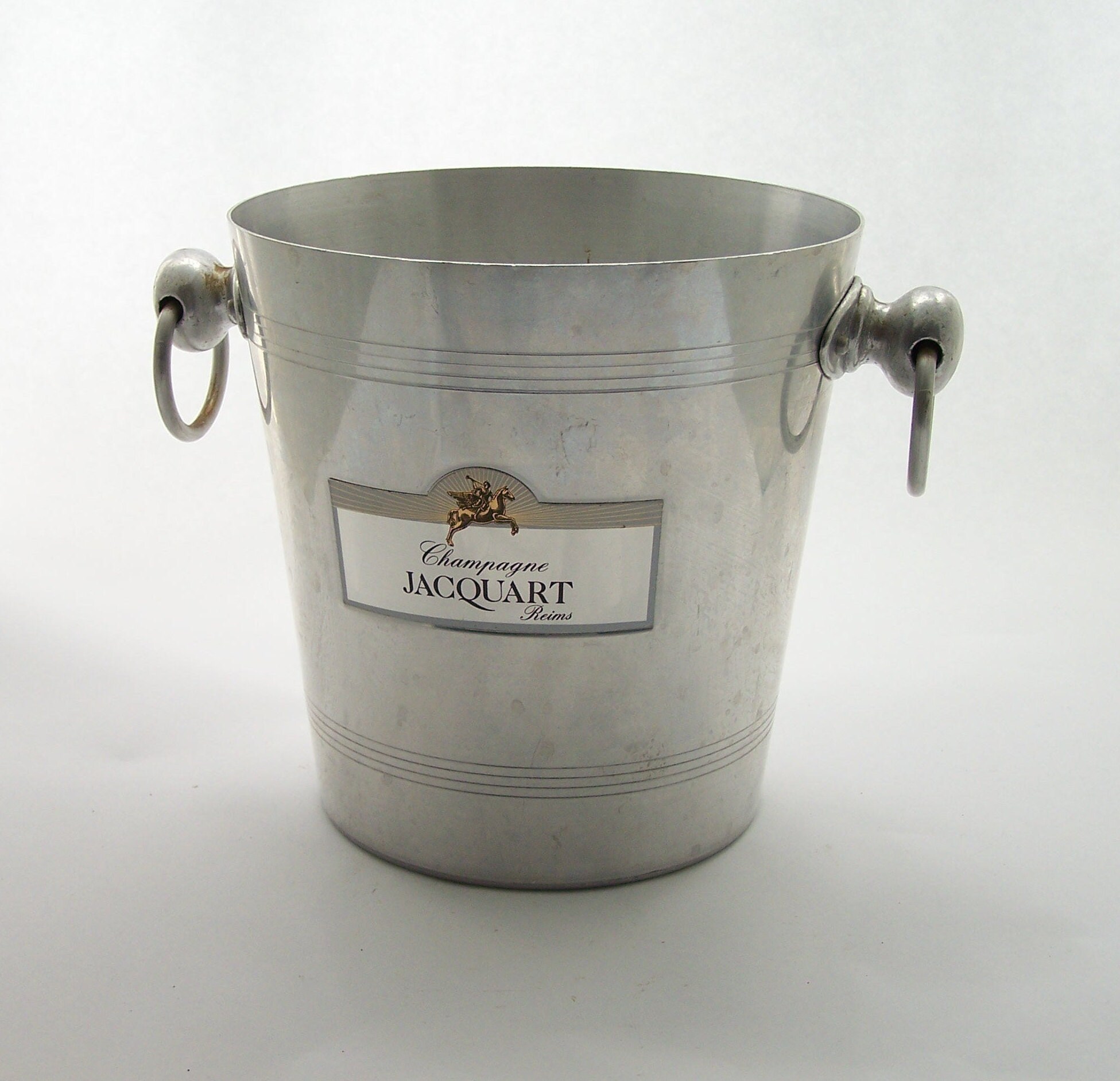 Jacquart Seau à Champagne Vintage Aluminium Brillant avec 2 Poignées Anneau | Reims Made in France