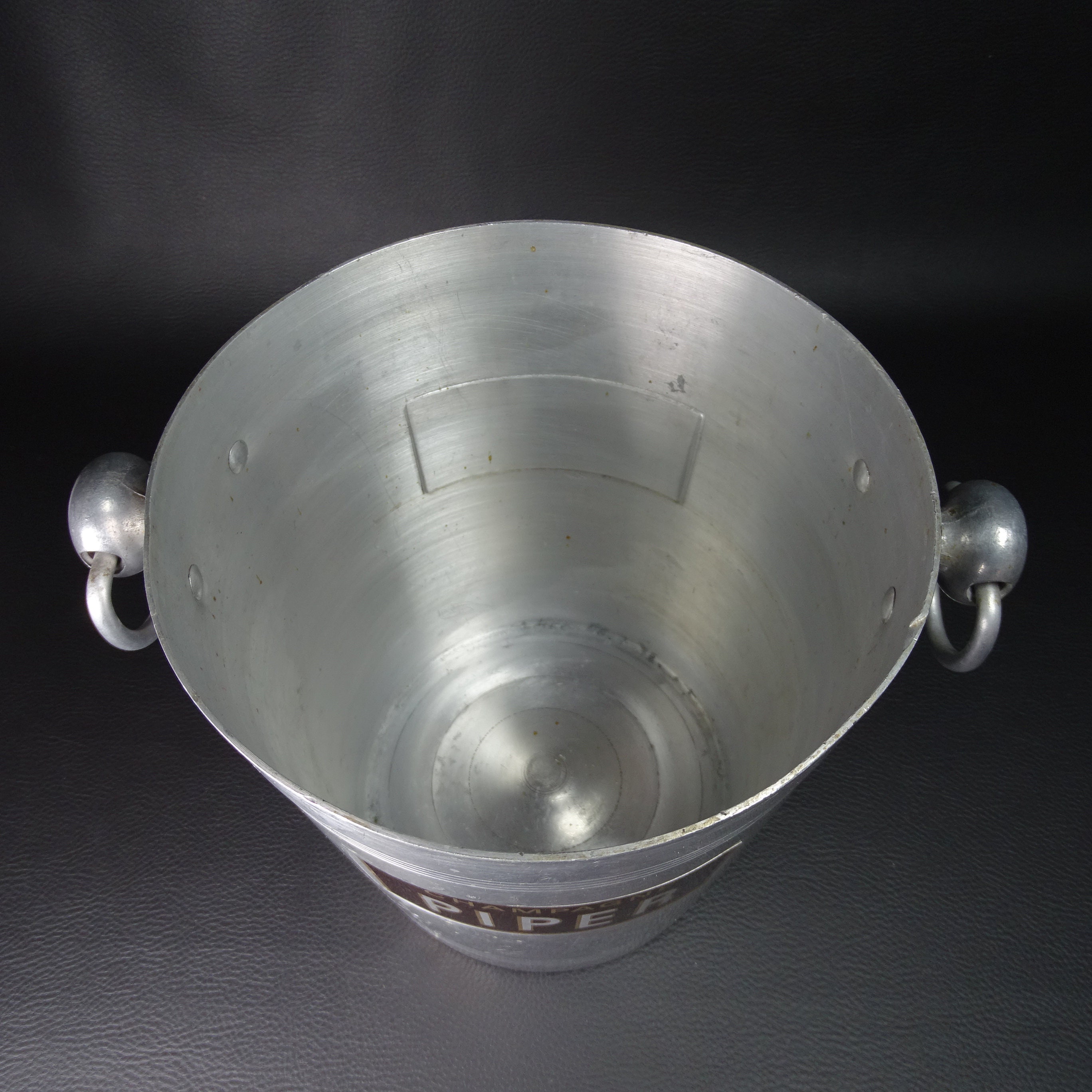 Seau à Champagne Piper – Aluminium, Poignées Anneaux, Signé La Bourguignonne, Art Déco