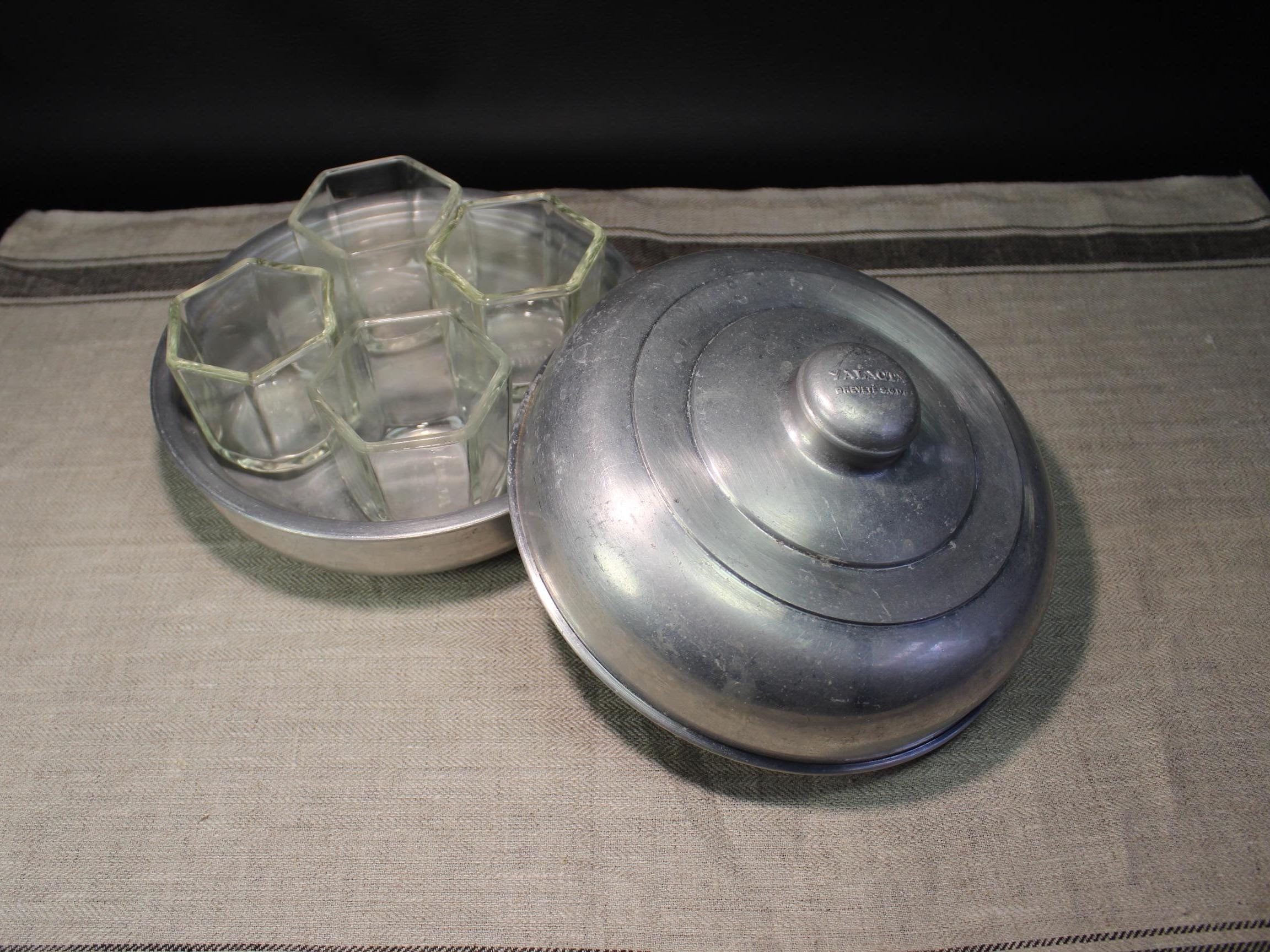 YALACTA | YALACTA aluminum yogurt maker with its 4 original YALACTA Sibor pots in Pirex of 150 g | Made in France 1950