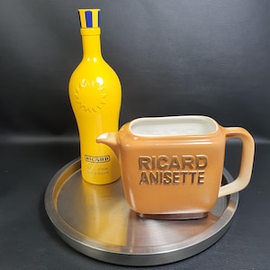 RICARD | Large Brown Ceramic Water Pitcher of Pastis RICARD |  23.6 oz | French Barware Vintage Made in France 1990