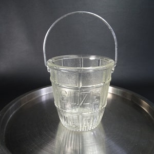 SUZE | Small transparent molded glass bar ice bucket for SUZE Apéritif with metal handle | Made in France 1970