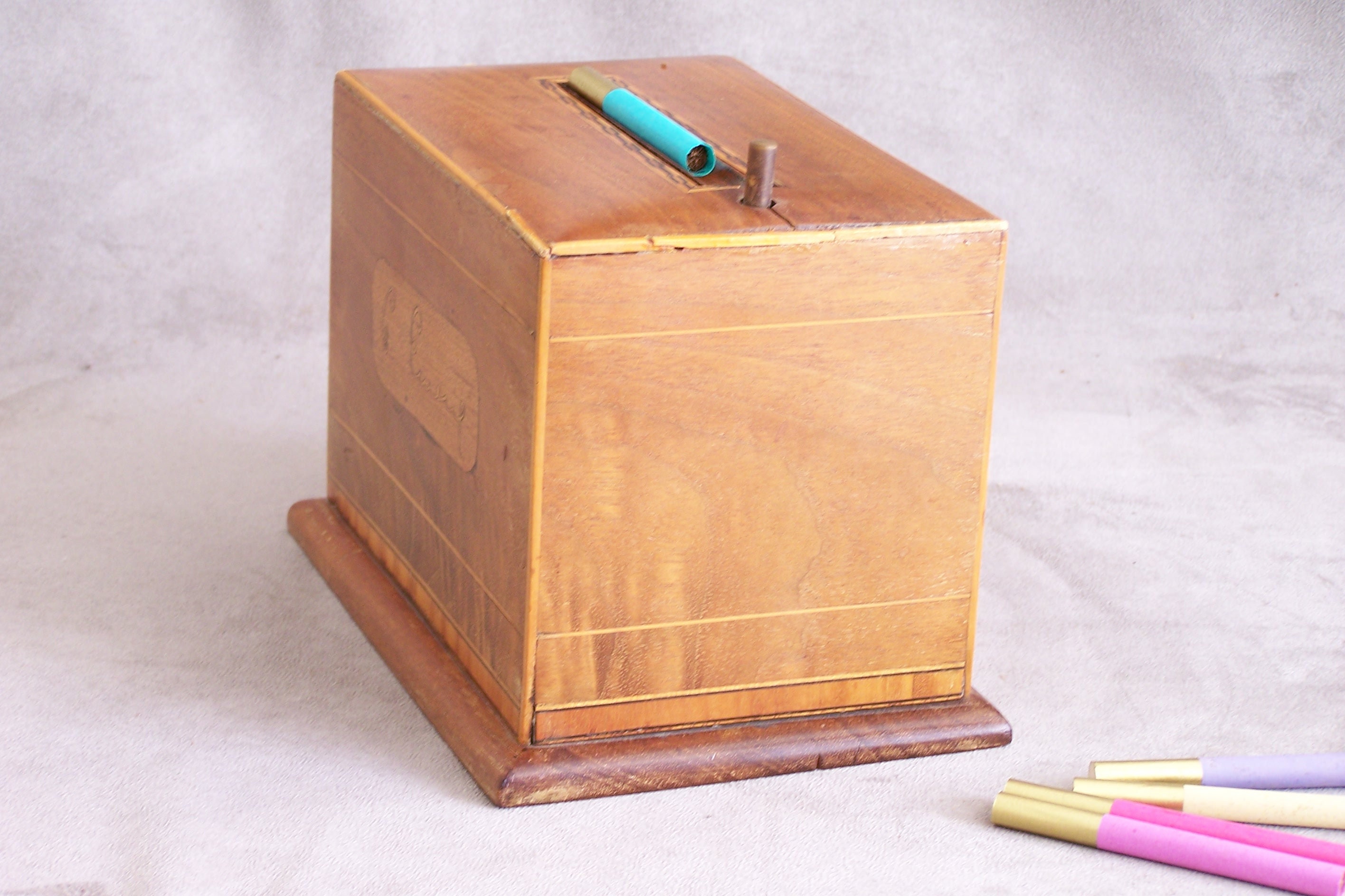 Wooden Cigarettes Dispenser Marquetry Work Signed C. EMERY Etsy UK